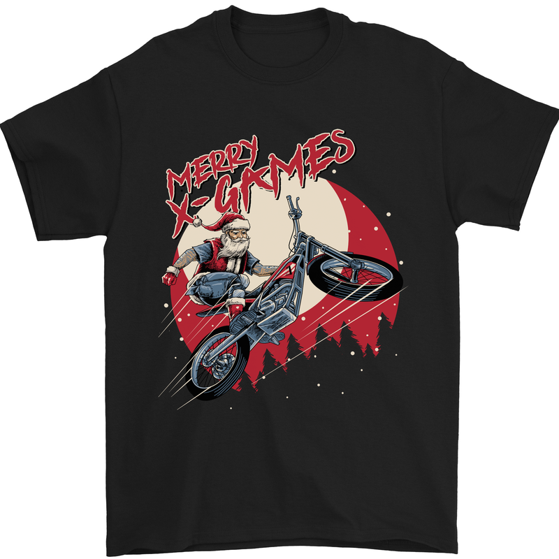 Motocross Merry X Games Dirt Bike Motorbike Mens T-Shirt Cotton Gildan Black