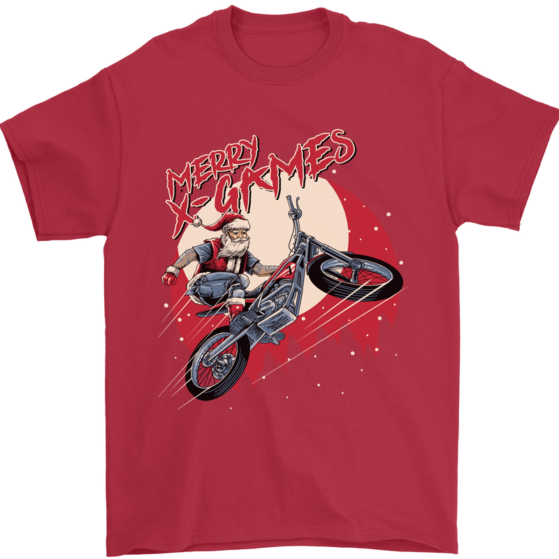 Motocross Merry X Games Dirt Bike Motorbike Mens T-Shirt Cotton Gildan Red