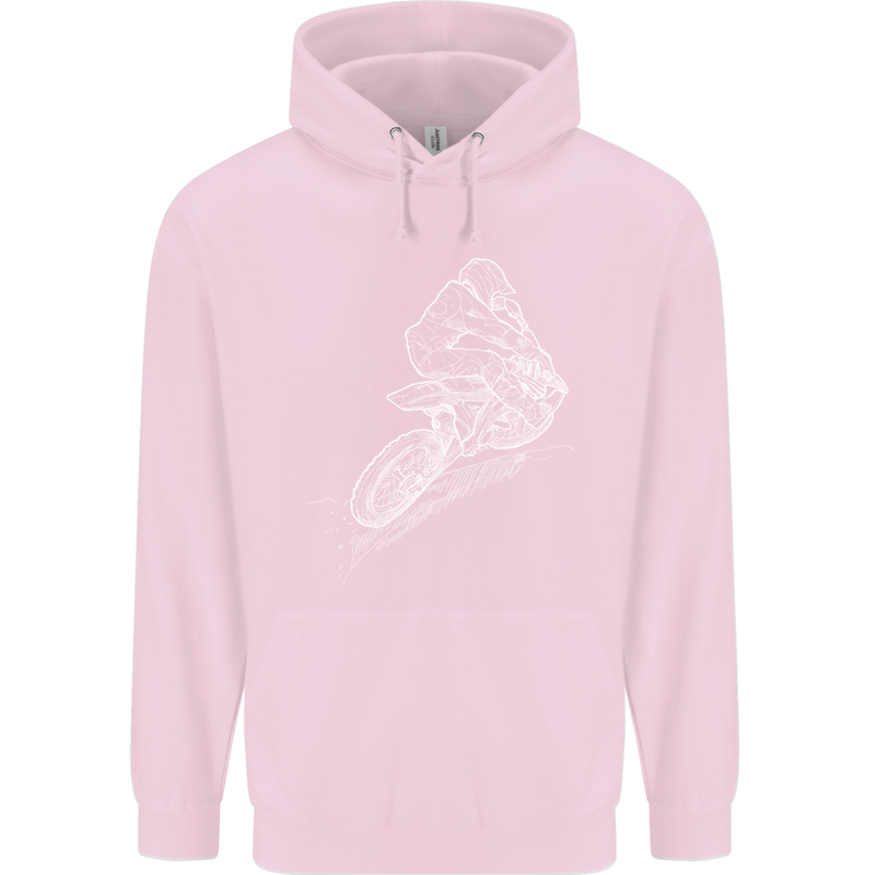 Motocross Rider Drawing Dirt Bike MotoX Childrens Kids Hoodie Light Pink