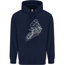 Motocross Rider Drawing Dirt Bike MotoX Childrens Kids Hoodie Navy Blue