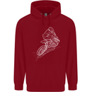 Motocross Rider Drawing Dirt Bike MotoX Childrens Kids Hoodie Red