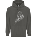 Motocross Rider Drawing Dirt Bike MotoX Childrens Kids Hoodie Storm Grey