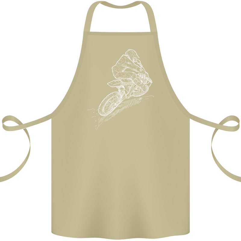 Motocross Rider Drawing Dirt Bike MotoX Cotton Apron 100% Organic Khaki