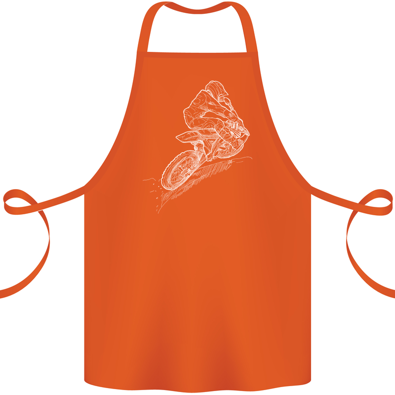 Motocross Rider Drawing Dirt Bike MotoX Cotton Apron 100% Organic Orange