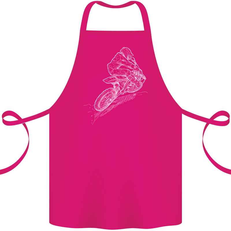 Motocross Rider Drawing Dirt Bike MotoX Cotton Apron 100% Organic Pink
