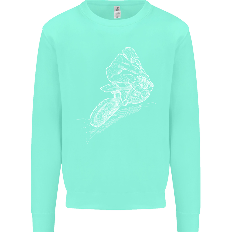 Motocross Rider Drawing Dirt Bike MotoX Kids Sweatshirt Jumper Peppermint