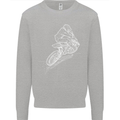 Motocross Rider Drawing Dirt Bike MotoX Kids Sweatshirt Jumper Sports Grey