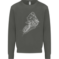 Motocross Rider Drawing Dirt Bike MotoX Kids Sweatshirt Jumper Storm Grey