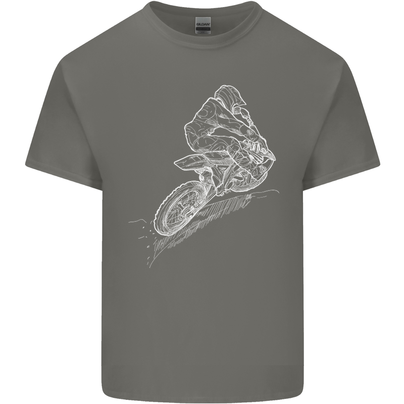 Motocross Rider Drawing Dirt Bike MotoX Kids T-Shirt Childrens Charcoal