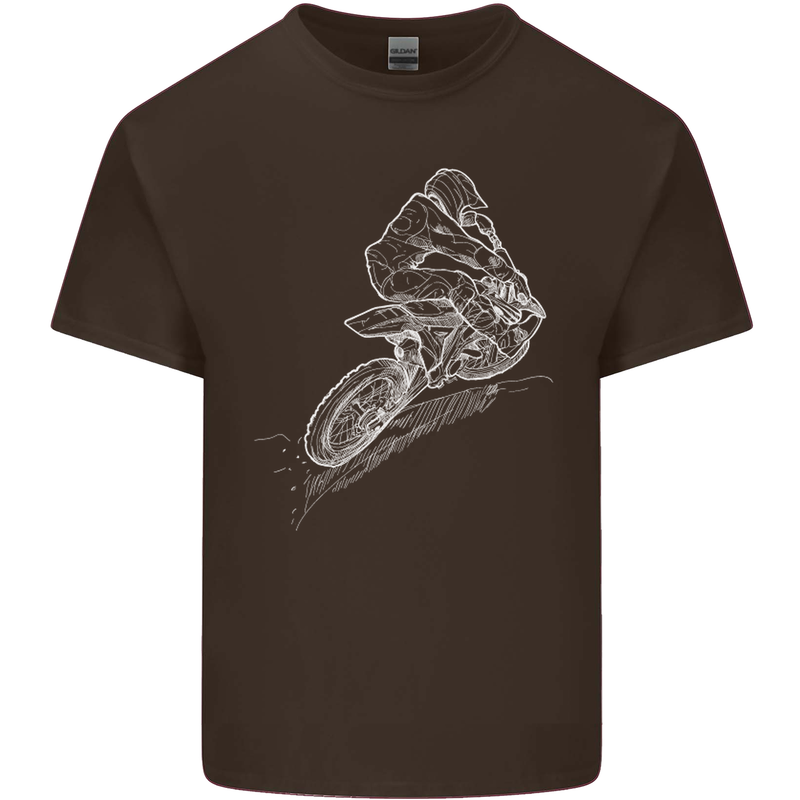 Motocross Rider Drawing Dirt Bike MotoX Kids T-Shirt Childrens Chocolate