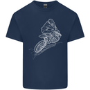 Motocross Rider Drawing Dirt Bike MotoX Kids T-Shirt Childrens Navy Blue
