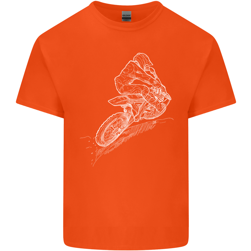 Motocross Rider Drawing Dirt Bike MotoX Kids T-Shirt Childrens Orange