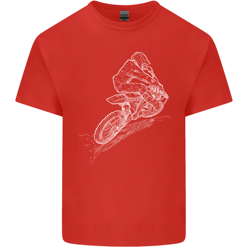 Motocross Rider Drawing Dirt Bike MotoX Kids T-Shirt Childrens Red