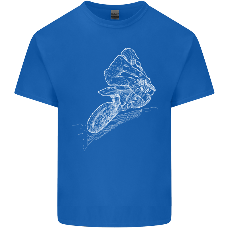 Motocross Rider Drawing Dirt Bike MotoX Kids T-Shirt Childrens Royal Blue