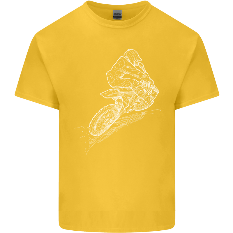 Motocross Rider Drawing Dirt Bike MotoX Kids T-Shirt Childrens Yellow