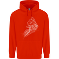 Motocross Rider Drawing Dirt Bike MotoX Mens 80% Cotton Hoodie Bright Red