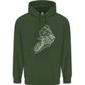 Motocross Rider Drawing Dirt Bike MotoX Mens 80% Cotton Hoodie Forest Green