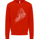 Motocross Rider Drawing Dirt Bike MotoX Mens Sweatshirt Jumper Bright Red
