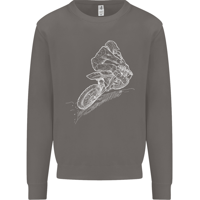 Motocross Rider Drawing Dirt Bike MotoX Mens Sweatshirt Jumper Charcoal