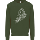 Motocross Rider Drawing Dirt Bike MotoX Mens Sweatshirt Jumper Forest Green