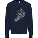 Motocross Rider Drawing Dirt Bike MotoX Mens Sweatshirt Jumper Navy Blue