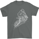 Motocross Rider Drawing Dirt Bike MotoX Mens T-Shirt Cotton Gildan Charcoal