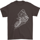 Motocross Rider Drawing Dirt Bike MotoX Mens T-Shirt Cotton Gildan Dark Chocolate