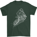 Motocross Rider Drawing Dirt Bike MotoX Mens T-Shirt Cotton Gildan Forest Green