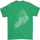 Motocross Rider Drawing Dirt Bike MotoX Mens T-Shirt Cotton Gildan Irish Green
