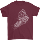 Motocross Rider Drawing Dirt Bike MotoX Mens T-Shirt Cotton Gildan Maroon