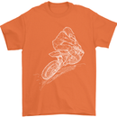 Motocross Rider Drawing Dirt Bike MotoX Mens T-Shirt Cotton Gildan Orange