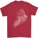 Motocross Rider Drawing Dirt Bike MotoX Mens T-Shirt Cotton Gildan Red