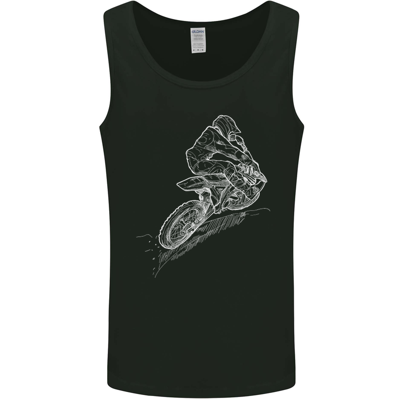 Motocross Rider Drawing Dirt Bike MotoX Mens Vest Tank Top Black
