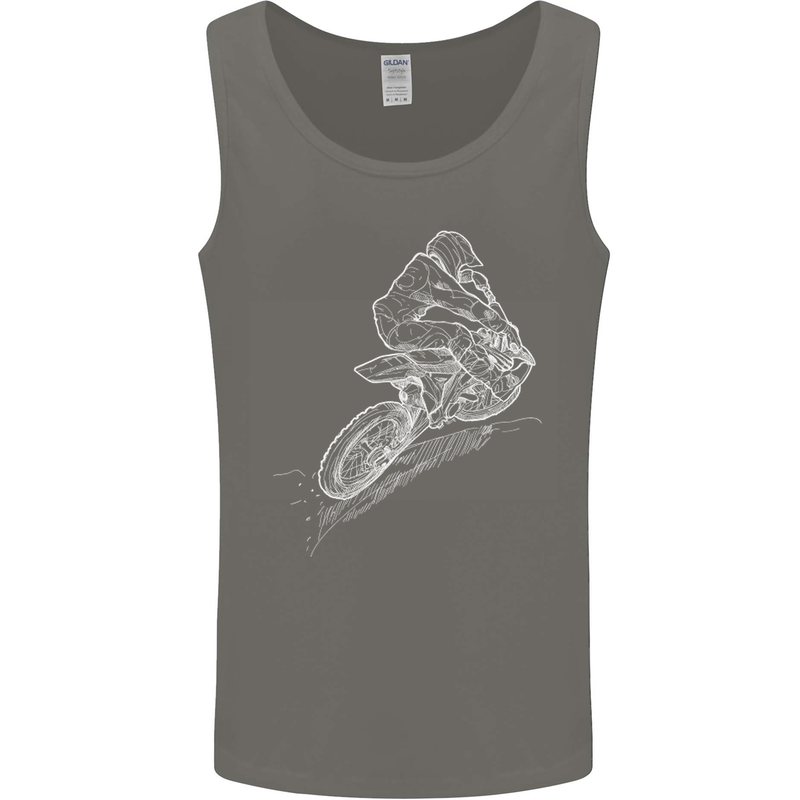 Motocross Rider Drawing Dirt Bike MotoX Mens Vest Tank Top Charcoal