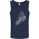Motocross Rider Drawing Dirt Bike MotoX Mens Vest Tank Top Navy Blue