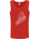 Motocross Rider Drawing Dirt Bike MotoX Mens Vest Tank Top Red