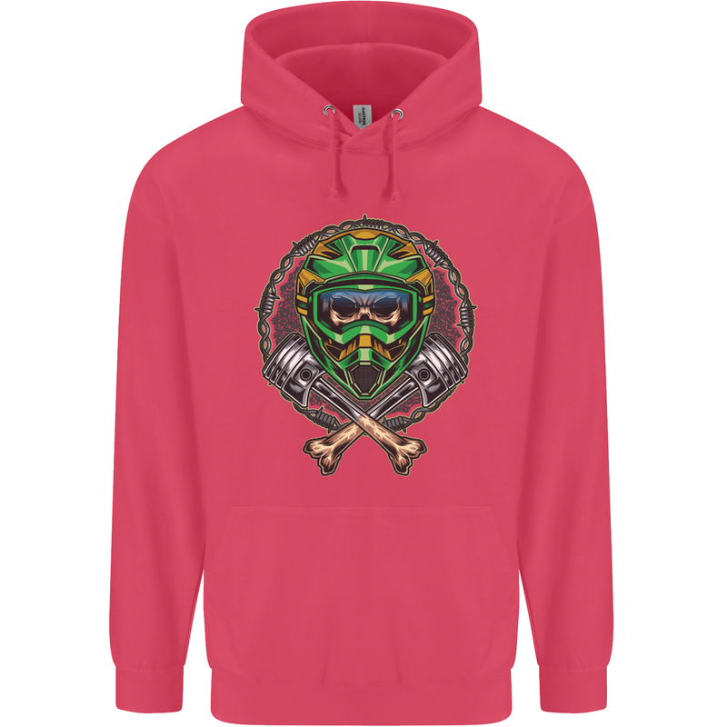 Motocross Skull Dirt Bike MotoX Childrens Kids Hoodie Heliconia