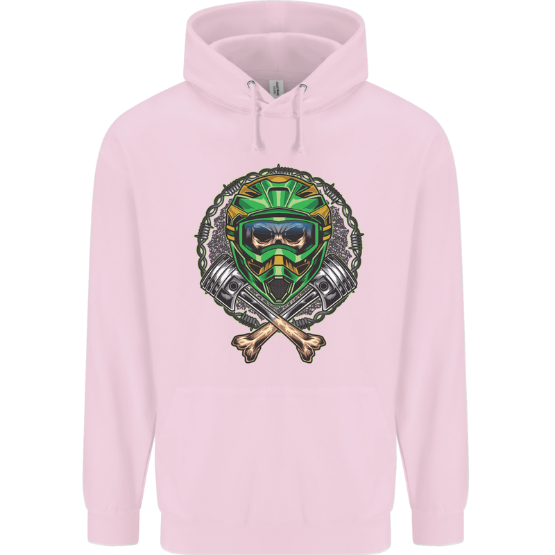 Motocross Skull Dirt Bike MotoX Childrens Kids Hoodie Light Pink