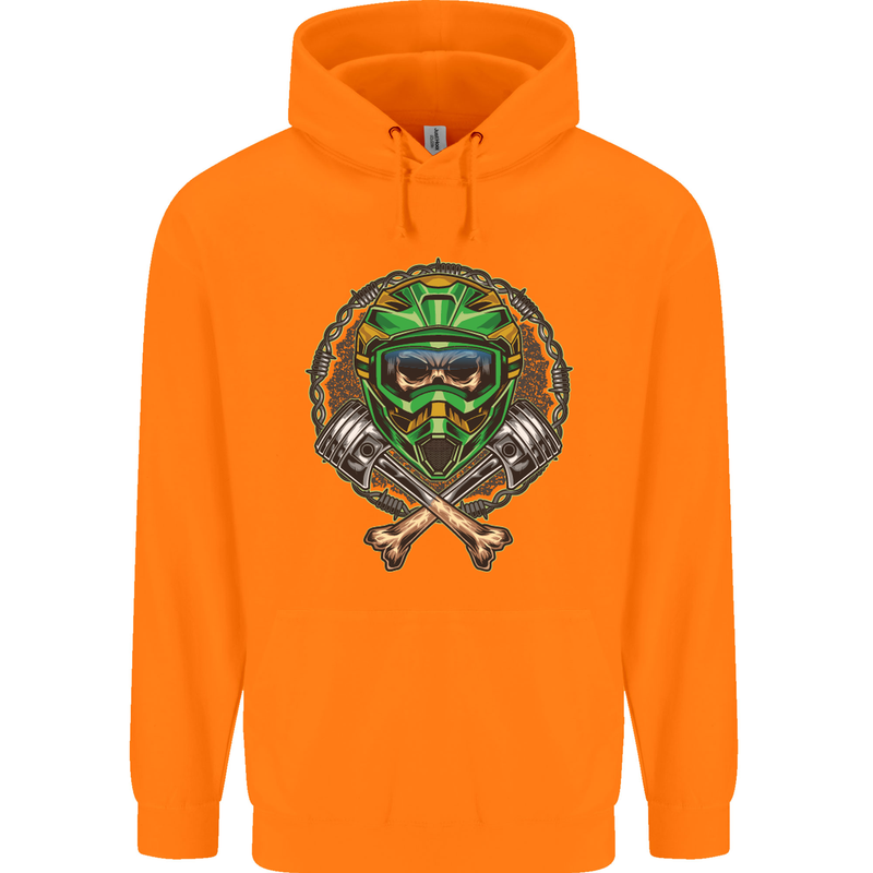 Motocross Skull Dirt Bike MotoX Childrens Kids Hoodie Orange
