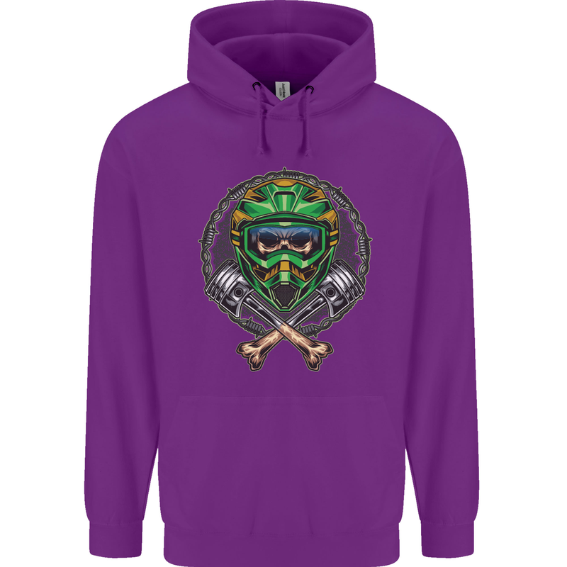 Motocross Skull Dirt Bike MotoX Childrens Kids Hoodie Purple