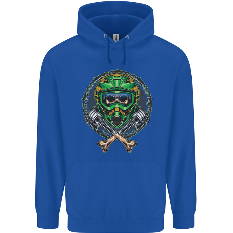 Motocross Skull Dirt Bike MotoX Childrens Kids Hoodie Royal Blue