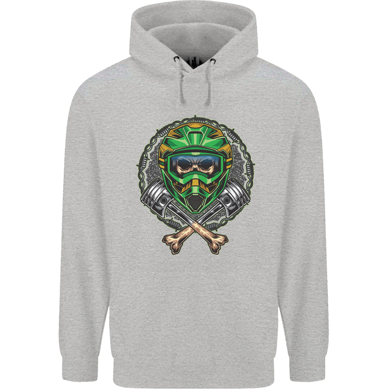 Motocross Skull Dirt Bike MotoX Childrens Kids Hoodie Sports Grey