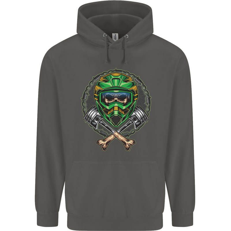 Motocross Skull Dirt Bike MotoX Childrens Kids Hoodie Storm Grey