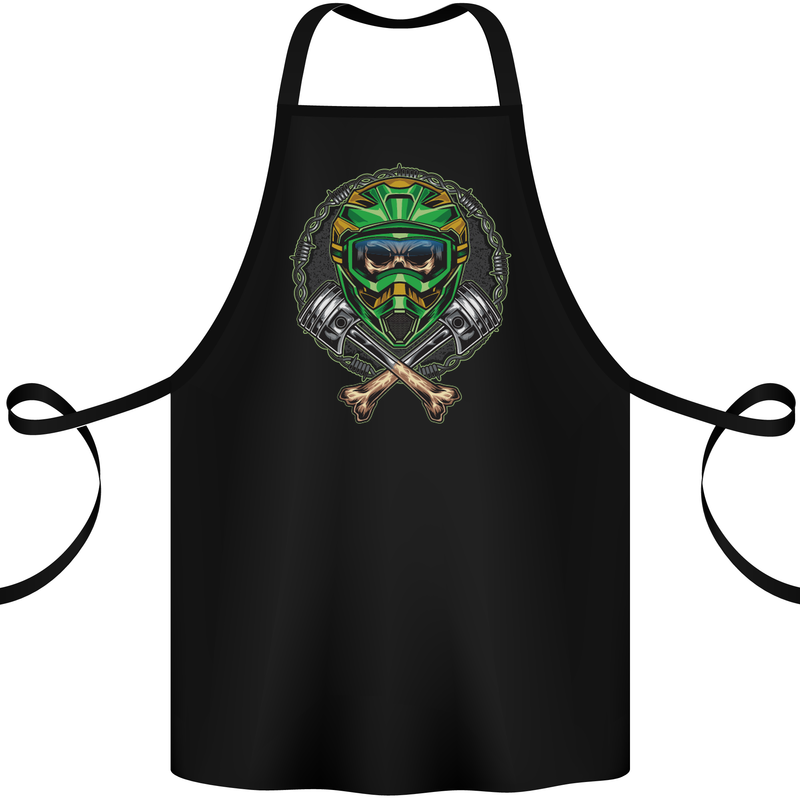 Motocross Skull Dirt Bike MotoX Cotton Apron 100% Organic Black