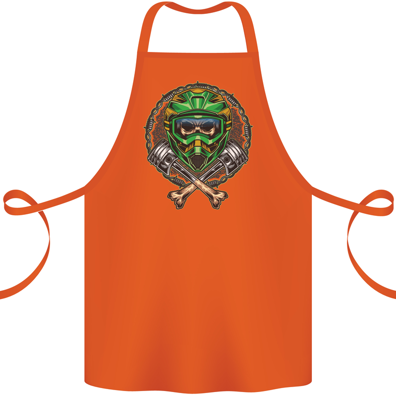Motocross Skull Dirt Bike MotoX Cotton Apron 100% Organic Orange