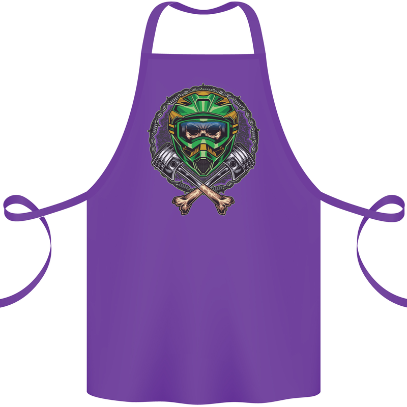 Motocross Skull Dirt Bike MotoX Cotton Apron 100% Organic Purple