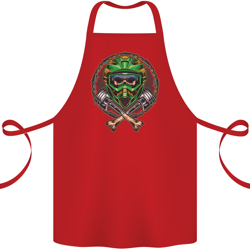 Motocross Skull Dirt Bike MotoX Cotton Apron 100% Organic Red