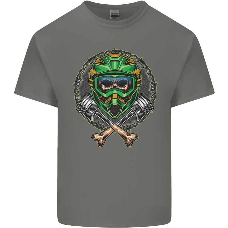 Motocross Skull Dirt Bike MotoX Kids T-Shirt Childrens Charcoal