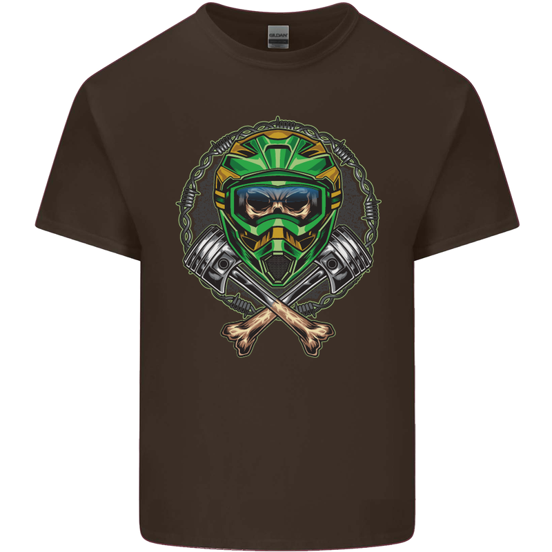 Motocross Skull Dirt Bike MotoX Kids T-Shirt Childrens Chocolate