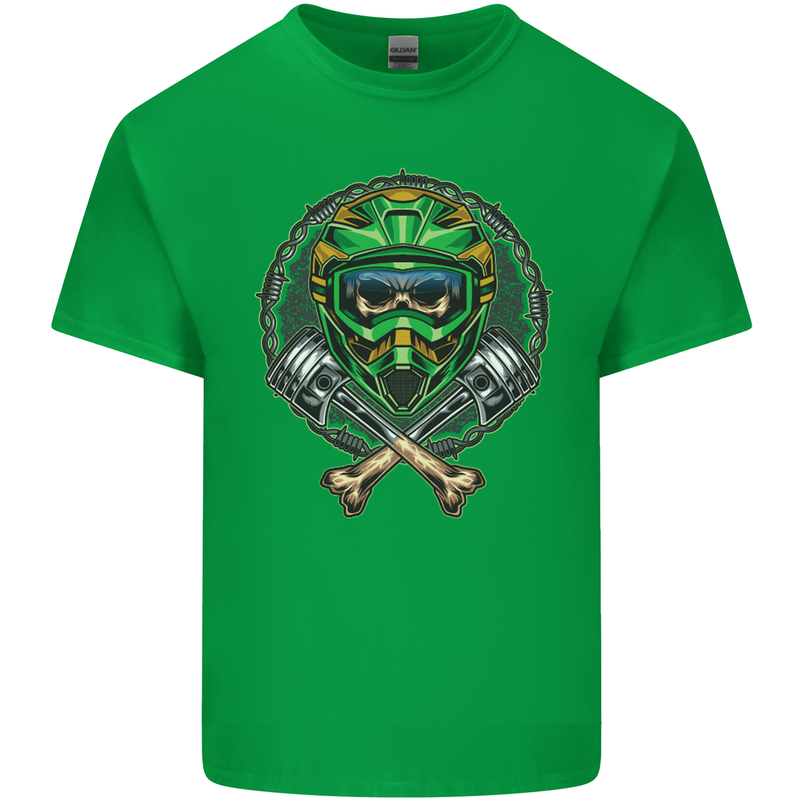 Motocross Skull Dirt Bike MotoX Kids T-Shirt Childrens Irish Green